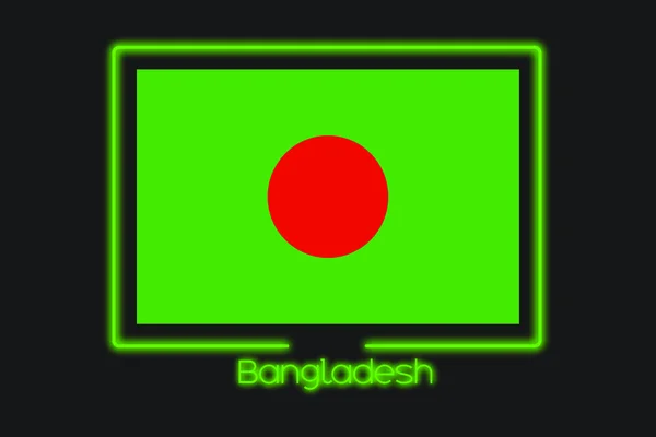 Иллюстрация Флага Неоновым Контуром Бангладеш — стоковое фото