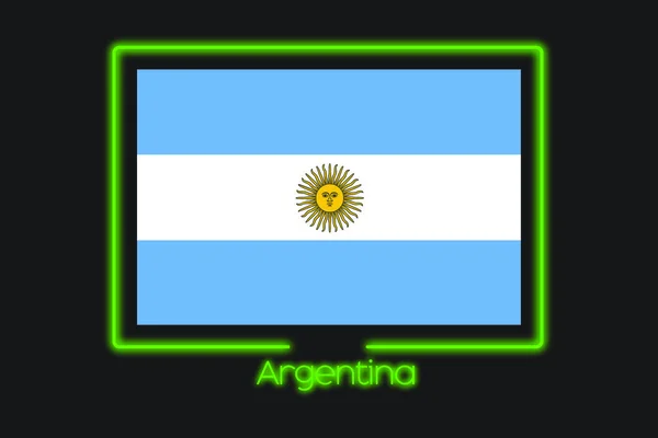 Flagga Illustration Med Neon Kontur Argentina — Stockfoto