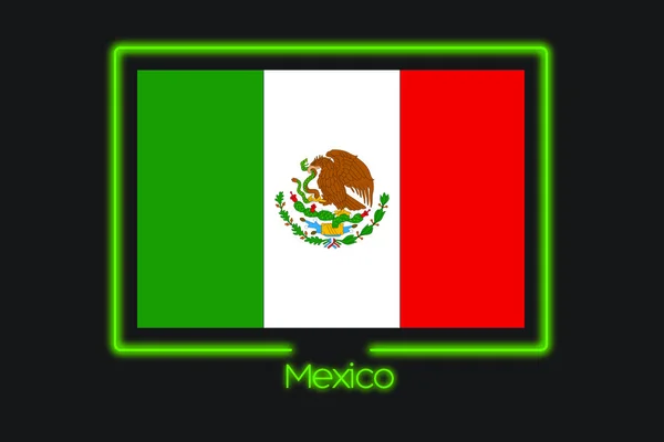 Obrázek Vlajky Neon Obrysem Mexika — Stock fotografie