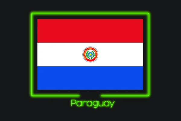 Иллюстрация Флага Неоновым Контуром Парагвая — стоковое фото