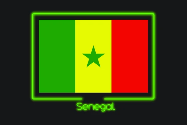 Una Ilustración Bandera Con Contorno Neón Senegal —  Fotos de Stock