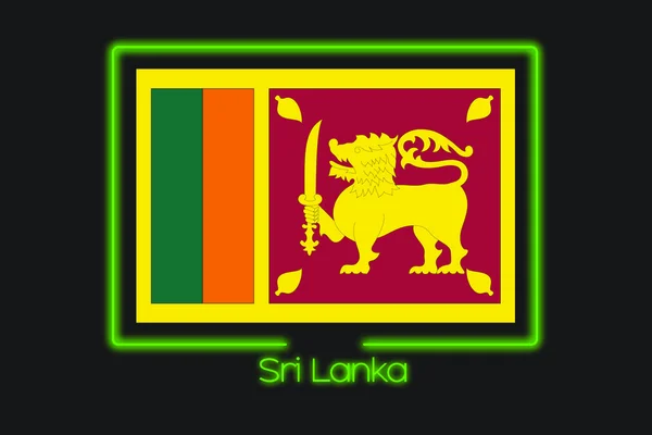 带有斯里兰卡霓虹灯轮廓的旗帜插图 — 图库照片