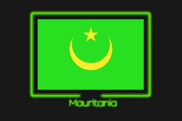 Иллюстрация Флага Неоновым Контуром Мавритании — стоковое фото
