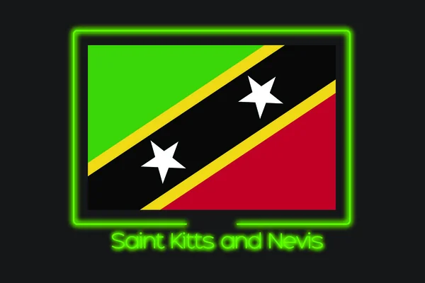 Illustration Drapeau Avec Contour Néon Saint Kitts Nevis — Photo