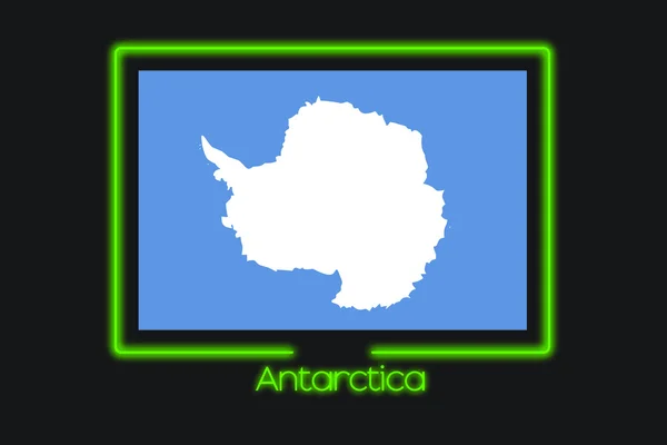 Flagga Illustration Med Neon Kontur Antartica — Stockfoto