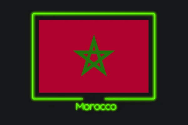 Illustrazione Della Bandiera Con Profilo Neon Del Marocco — Foto Stock