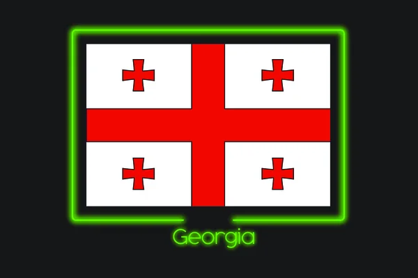 Flag Illustration Neon Outline Georgia — Stock Photo, Image