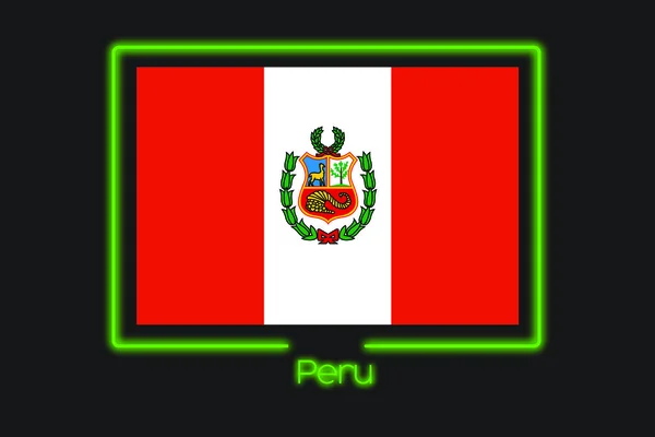 Una Ilustración Bandera Con Contorno Neón Perú — Foto de Stock