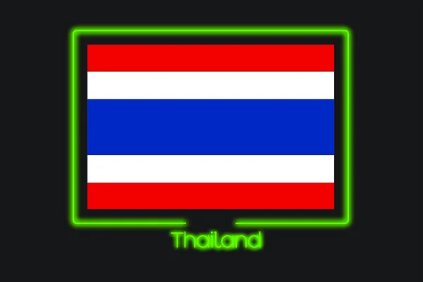 Een Illustratie Van Vlag Met Een Neon Schets Van Thailand — Stockfoto