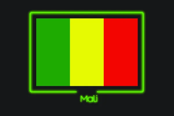 Flagga Illustration Med Neon Kontur Mali — Stockfoto