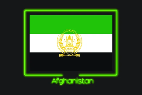 Иллюстрация Флага Неоновым Контуром Афганистана — стоковое фото