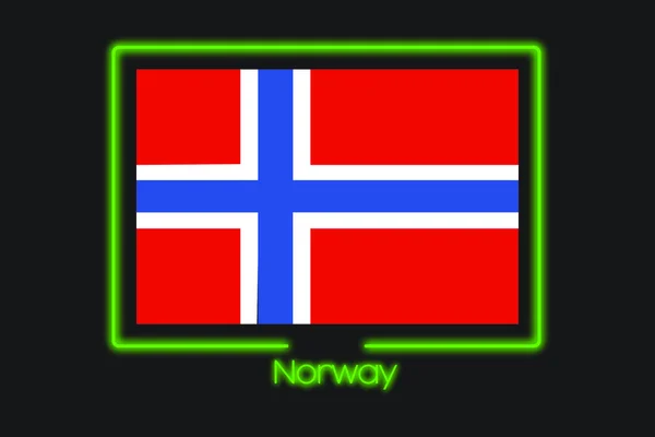Flagga Illustration Med Neon Kontur Norge — Stockfoto