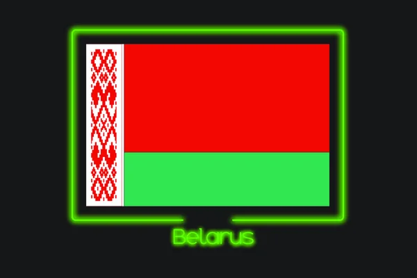 Flag Illustration Neon Outline Belarus — Stock Photo, Image
