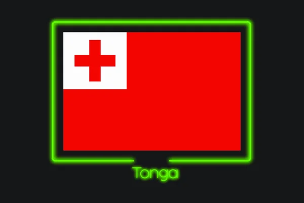 Flag Illustration Neon Outline Tonga — Stock Photo, Image