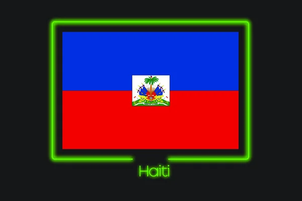 Obrázek Vlajky Neon Obrysem Haiti — Stock fotografie
