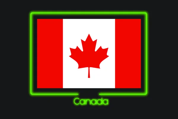 Een Illustratie Van Vlag Met Een Neon Schets Van Canada — Stockfoto