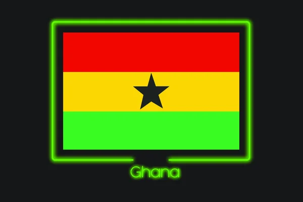 Una Ilustración Bandera Con Contorno Neón Ghana —  Fotos de Stock