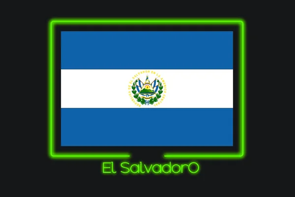 Een Illustratie Van Vlag Met Een Neon Overzicht Van Salvador — Stockfoto
