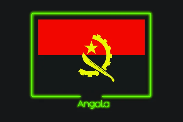 Иллюстрация Флага Неоновым Контуром Анголы — стоковое фото