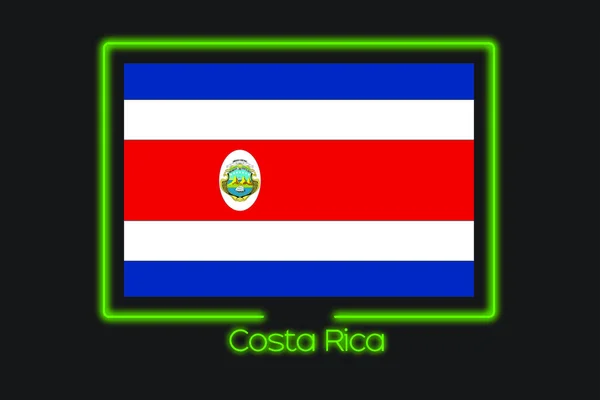 Uma Ilustração Bandeira Com Esboço Néon Costa Rica — Fotografia de Stock