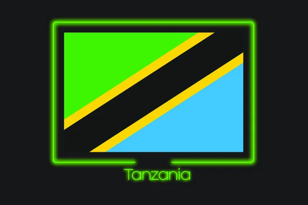 Иллюстрация Флага Неоновым Контуром Танзании — стоковое фото