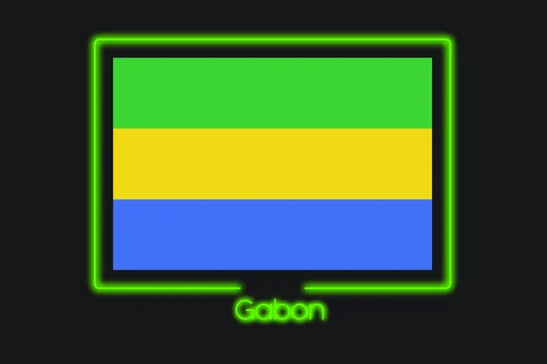 Flagga Illustration Med Neon Kontur Gabon — Stockfoto
