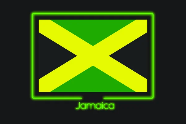 Una Ilustración Bandera Con Contorno Neón Jamaica —  Fotos de Stock