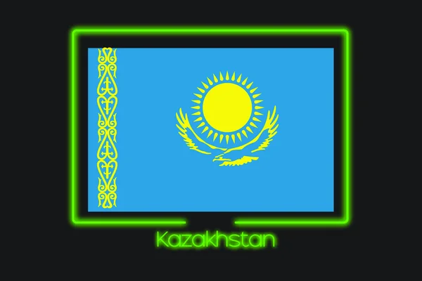 Иллюстрация Флага Неоновым Контуром Казахстана — стоковое фото