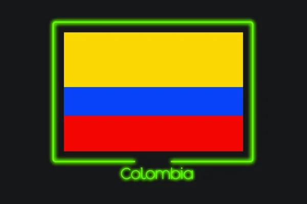 Una Ilustración Bandera Con Contorno Neón Colombia —  Fotos de Stock