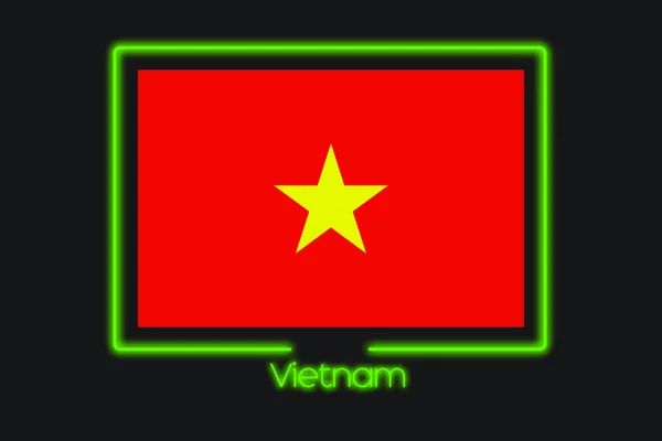 Illustration Drapeau Avec Contour Néon Vietnam — Photo
