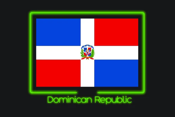 Μια Απεικόνιση Της Σημαίας Νέον Περίγραμμα Της Δομινικανής Δημοκρατίας — Φωτογραφία Αρχείου