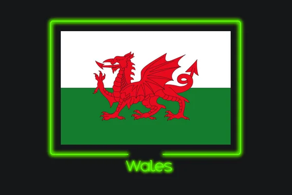 威尔士霓虹轮廓的旗帜插图 — 图库照片