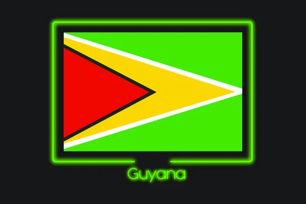 Flag Illustration Neon Outline Guyana — Stock Photo, Image