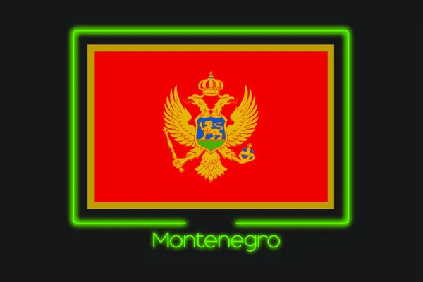Obrázek Vlajky Neon Obrys Černé Hory — Stock fotografie