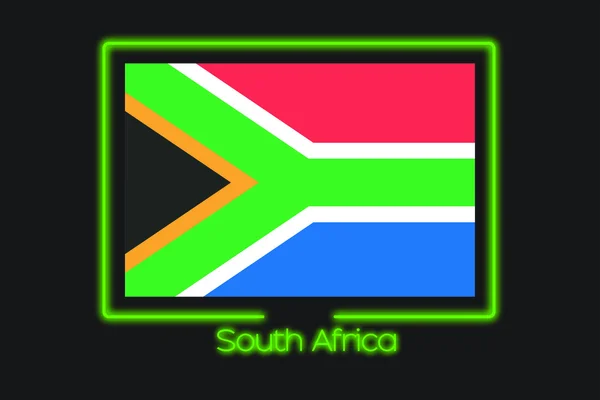 Flag Illustration Neon Outline South Africa — Stock Photo, Image