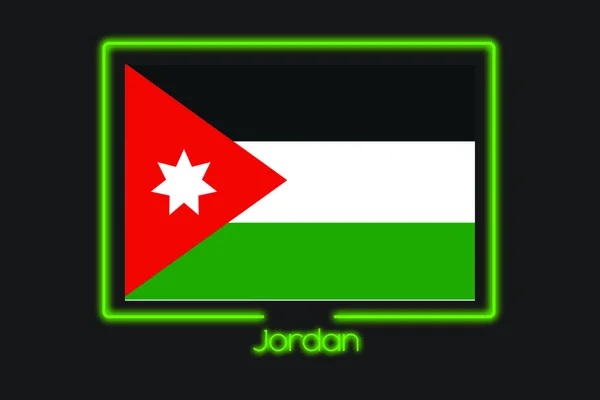 Uma Ilustração Bandeira Com Contorno Néon Jordânia — Fotografia de Stock