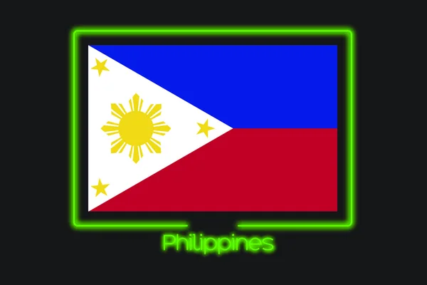 Zászló Illusztráció Egy Neon Vázlatot Fülöp Szigetek — Stock Fotó