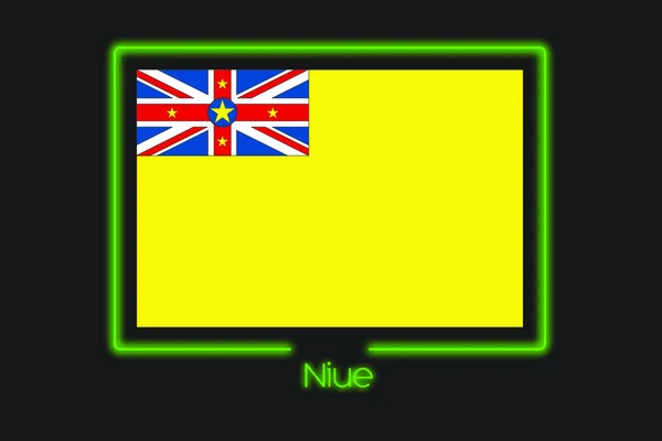 Illustration Drapeau Avec Contour Néon Niue — Photo