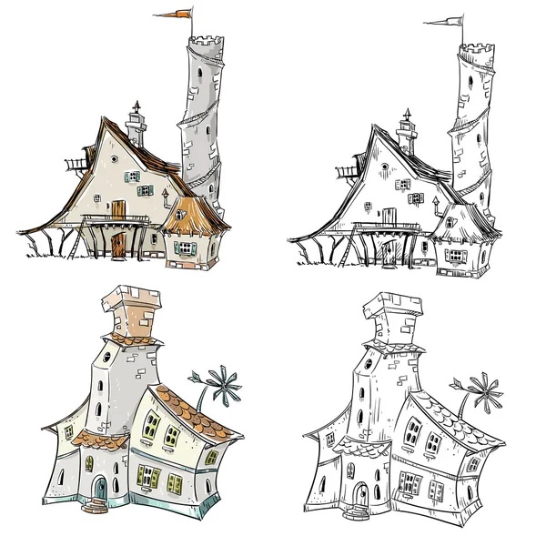 Illustration de maisons fantastiques — Image vectorielle