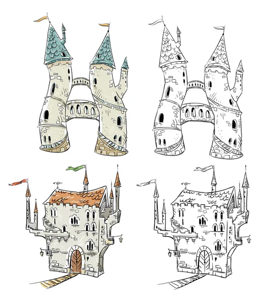 Illustration de châteaux fantastiques — Image vectorielle