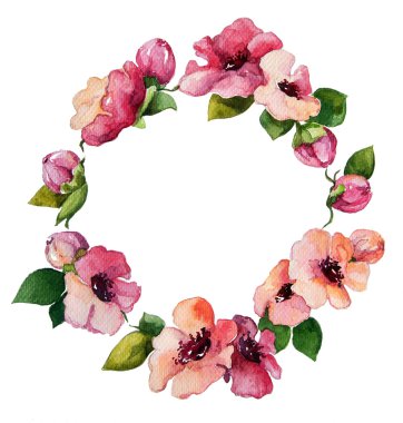 suluboya çelenk el boyalı. çiçek dekorasyonu.