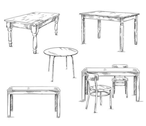 Set of hand drawn tables, vector illustration — Stock Vector