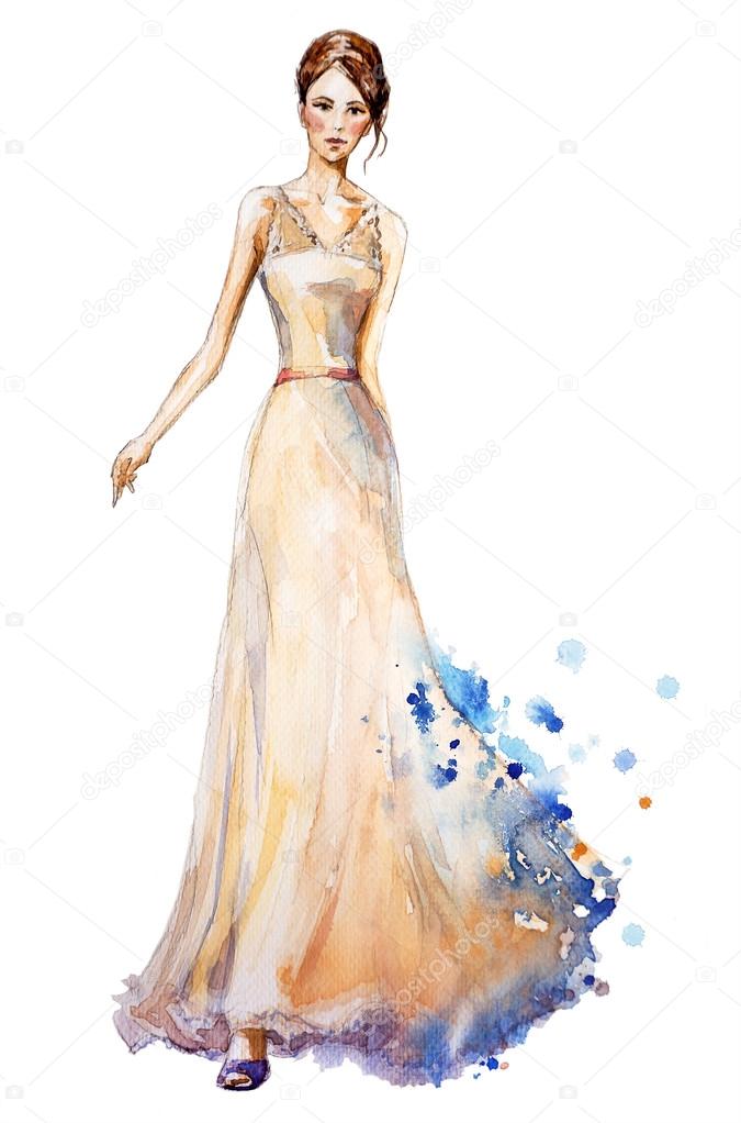 Watercolor fashion illustration ...