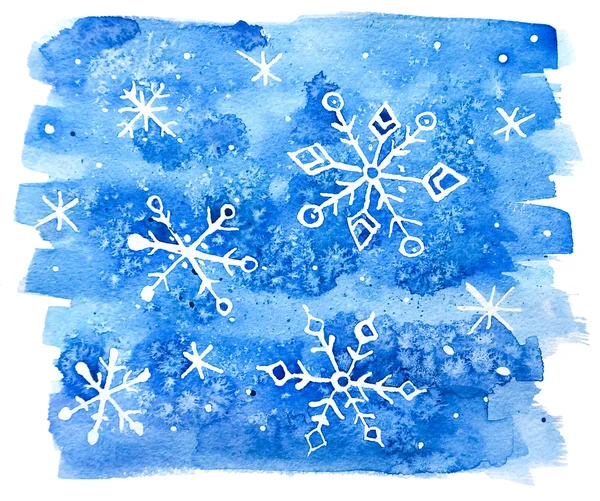 Pozadí abstraktní akvarel sněhové vločky. — Stock fotografie