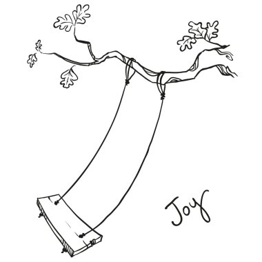 Tree with a swing. Vector illustration. clipart