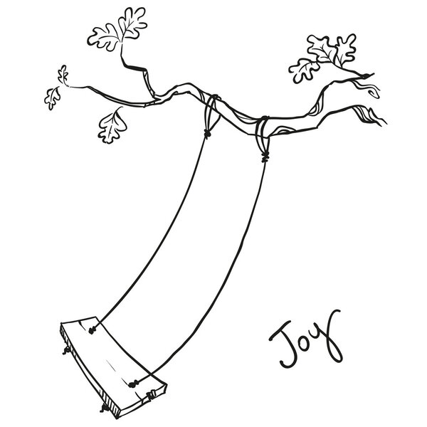 Tree with a swing. Vector illustration.