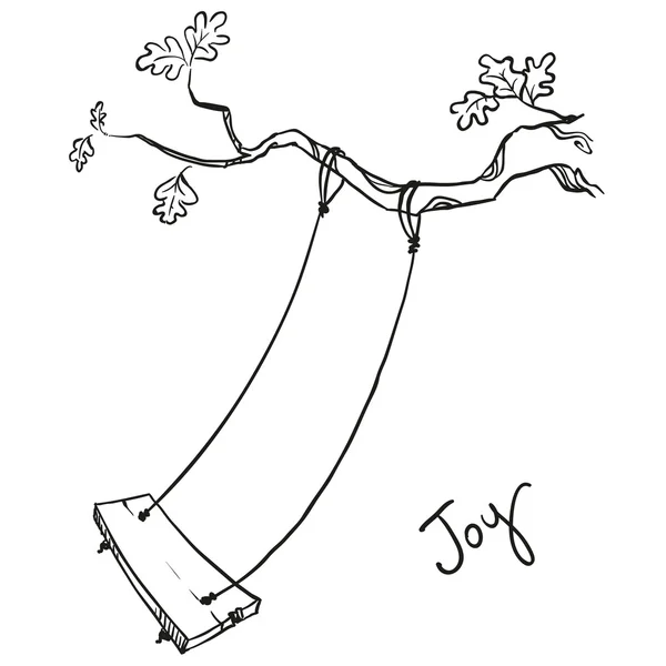 Tree with a swing. Vector illustration. — Stock Illustration Tree with a swing. Vector illustration. Stock Vector