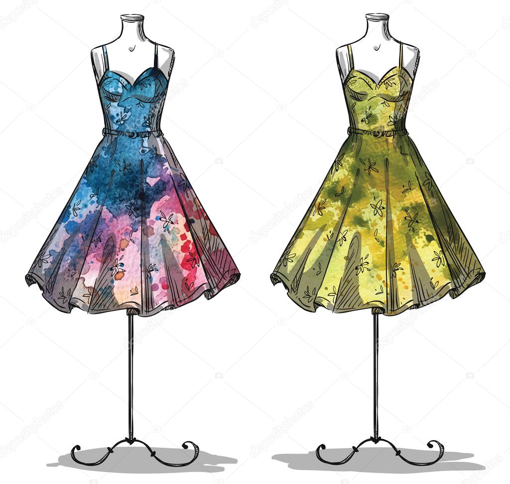 Manichini con abiti. illustrazione di moda — vettoriali stock ... Immagini di moda