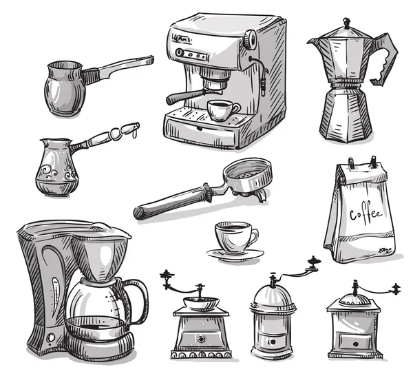 Set coffee making equipment — Stock Vector