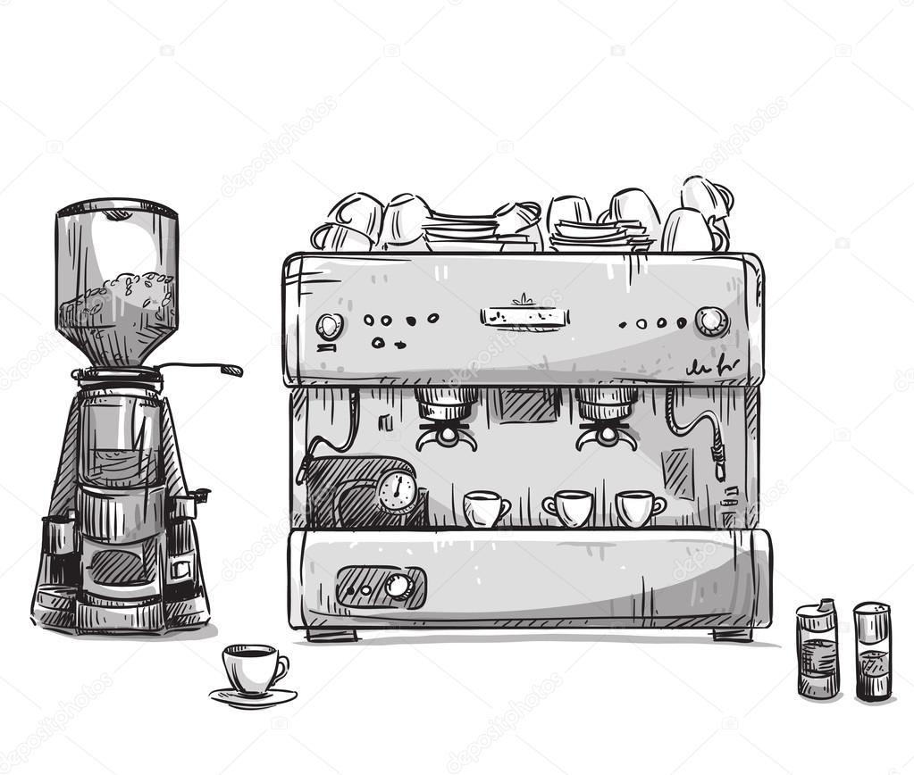 Premium Vector  Hand drawn linear set with coffee stuff and equipment